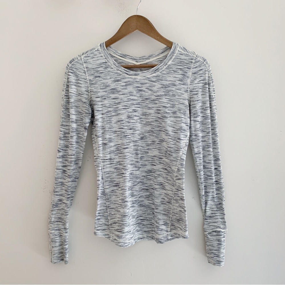 Lululemon 5 Mile Long Sleeve Top Sz 4 Tiger Space Dye White Black